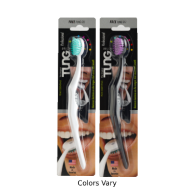 Two Tung Advanced toothbrush packages with toothbrushes inside on a white background.