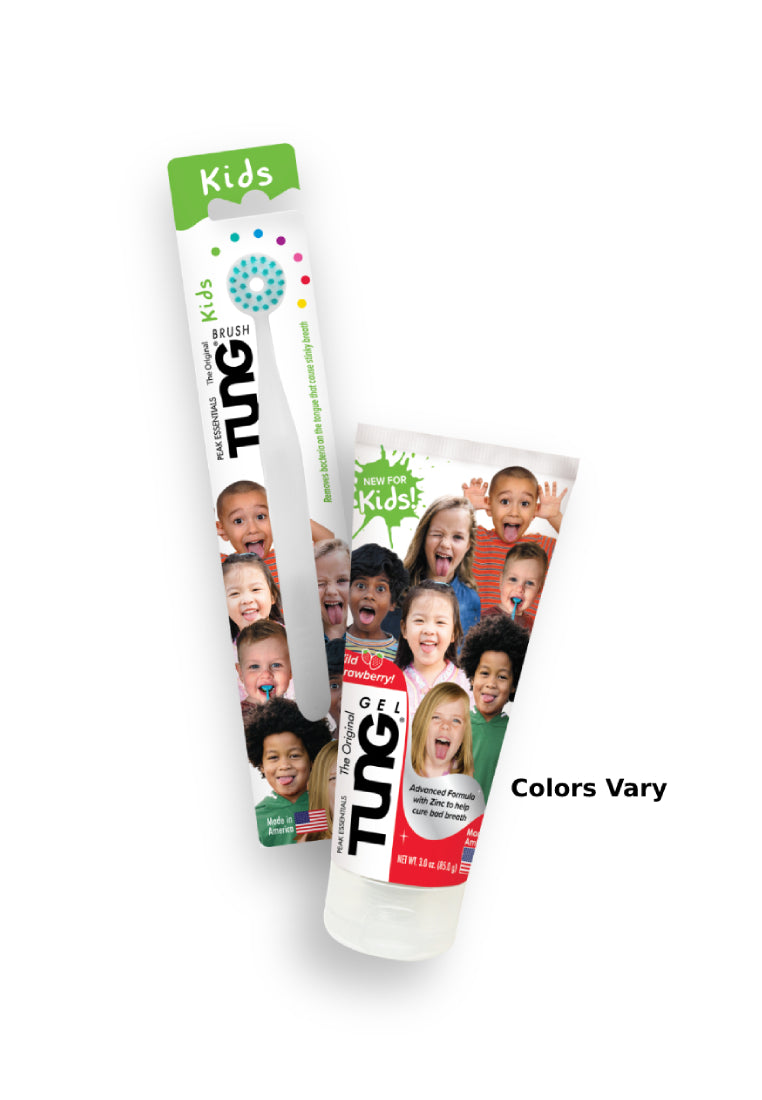 TUNG Brush & Gel for Kids! - Bundle Pack - Tongue Cleaner (Brush Colors Vary)